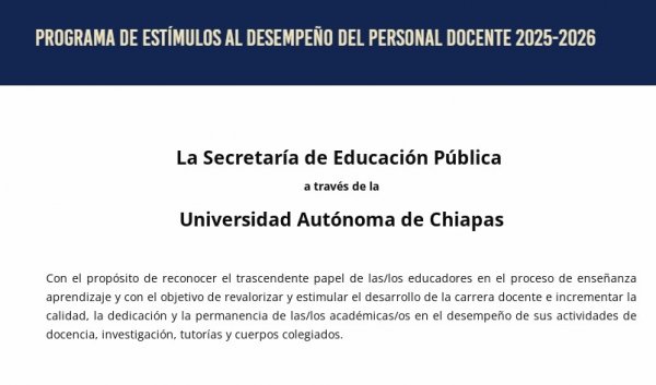 CONVOCATORIA PROGRAMA DE ESTÍMULOS AL DESEMPEÑO DEL PERSONAL DOCENTE 2025-2026