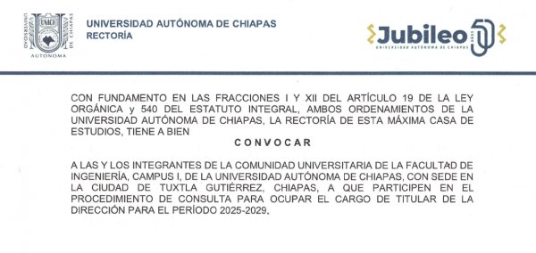 PROCEDIMIENTO DE CONSULTA PARA OCUPAR EL CARGO DE TITULAR DE LA DIRECCIÓN DE LA FACULTAD DE INGENIERÍA PARA EL PERIODO 2025-2029